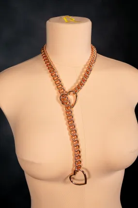 Rose Gold Heart Slip Chain Collar