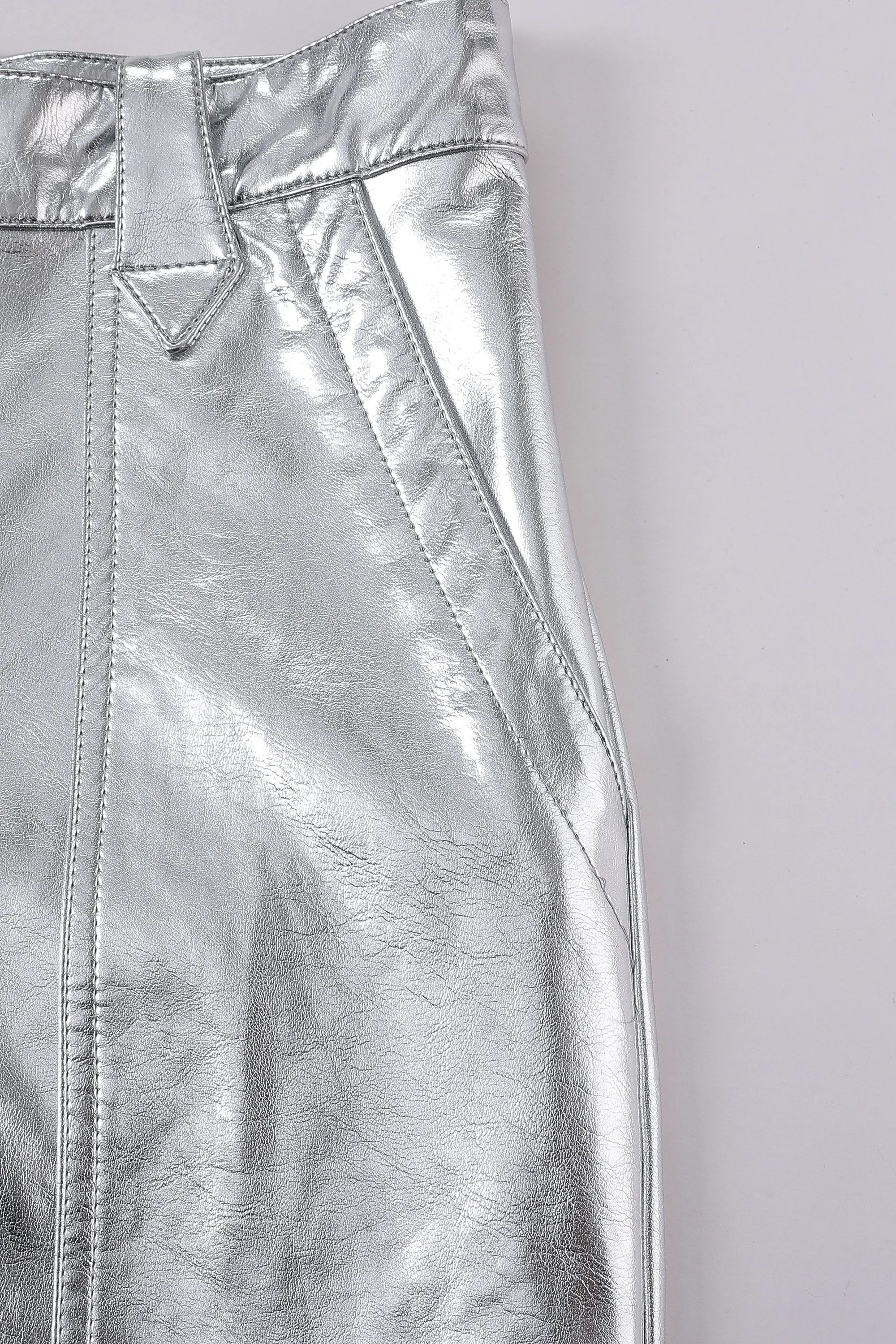 Silver Faux Leather Trousers