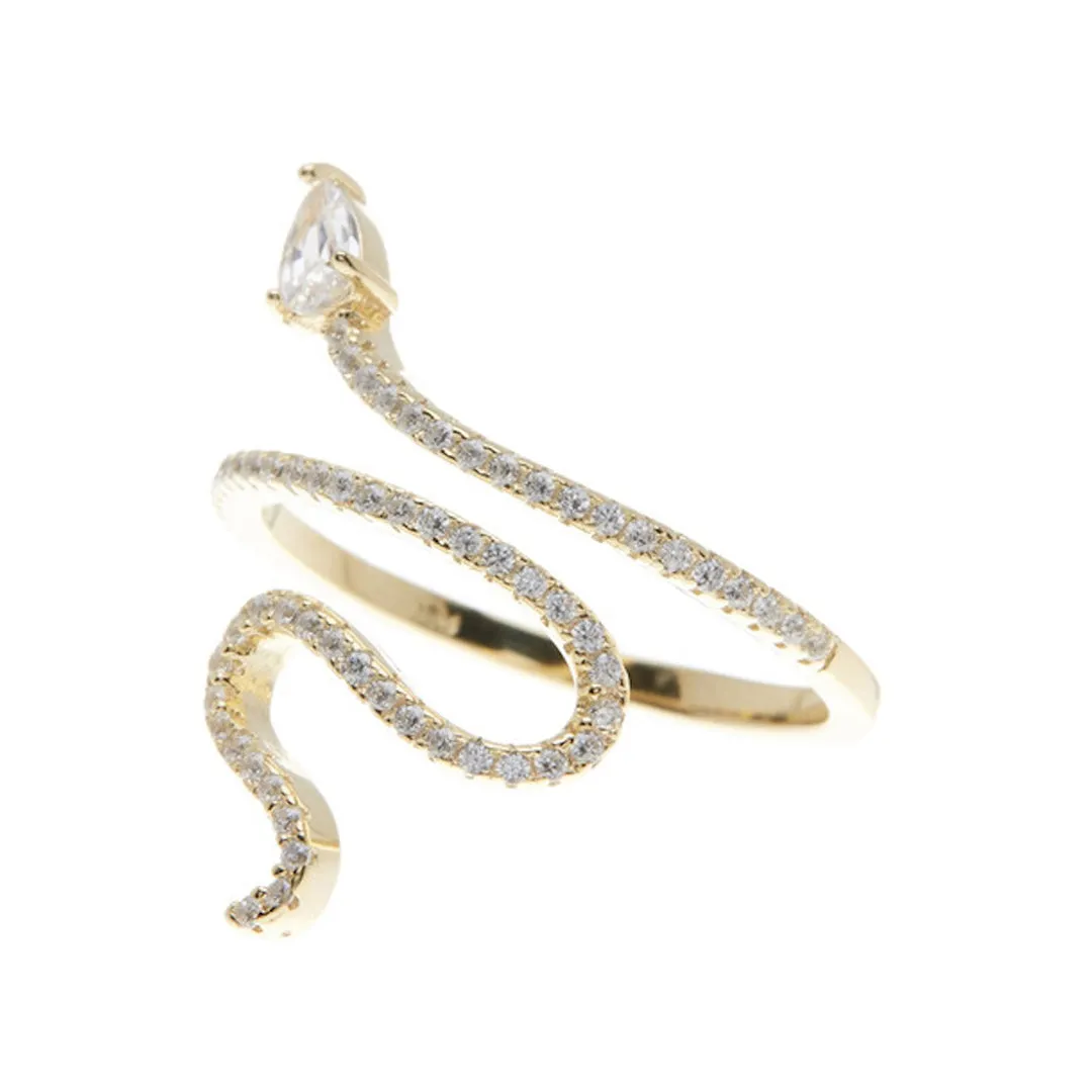 Snake Crystal Ring silver gold