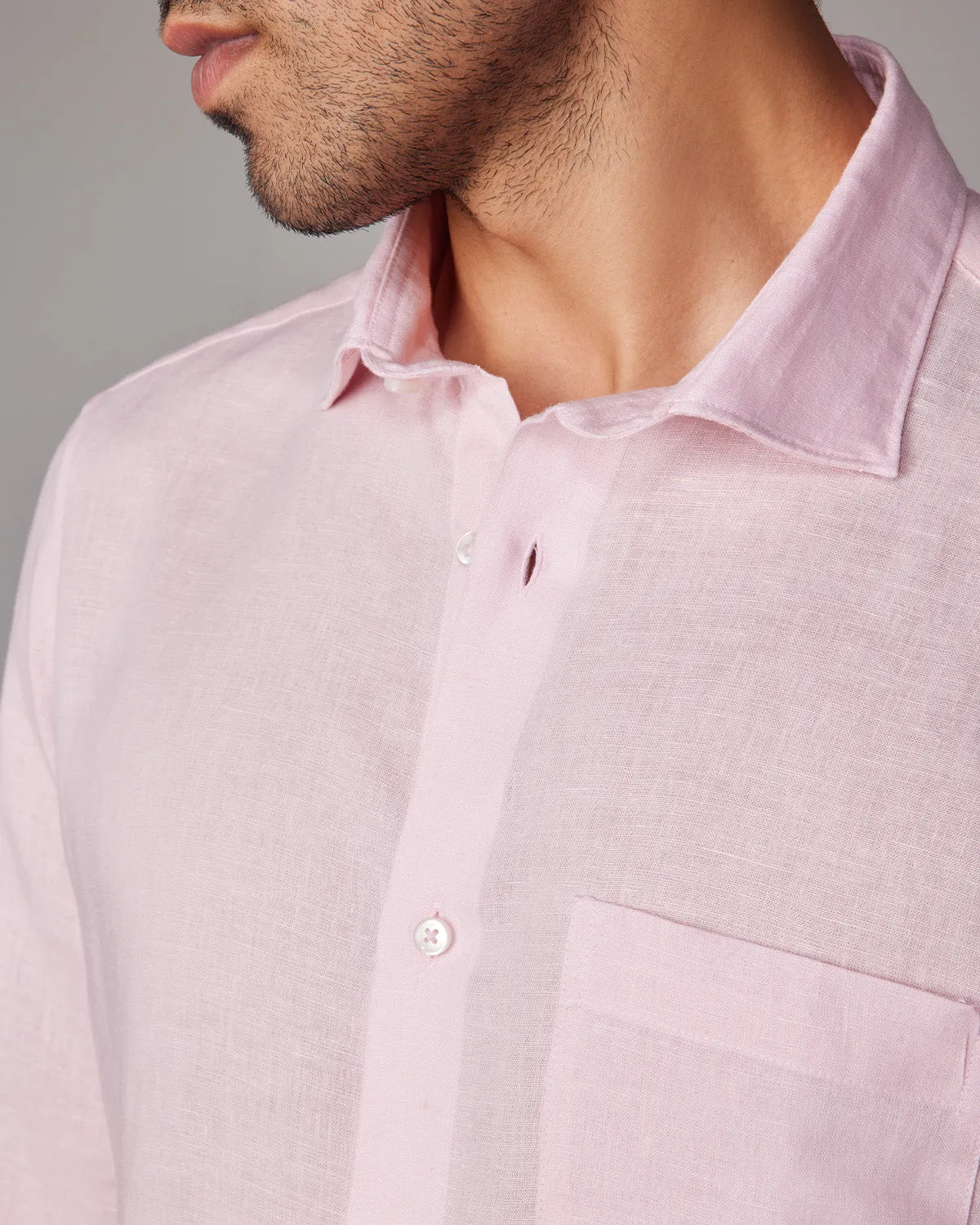 Soft Washed Linen Shirt - Pink