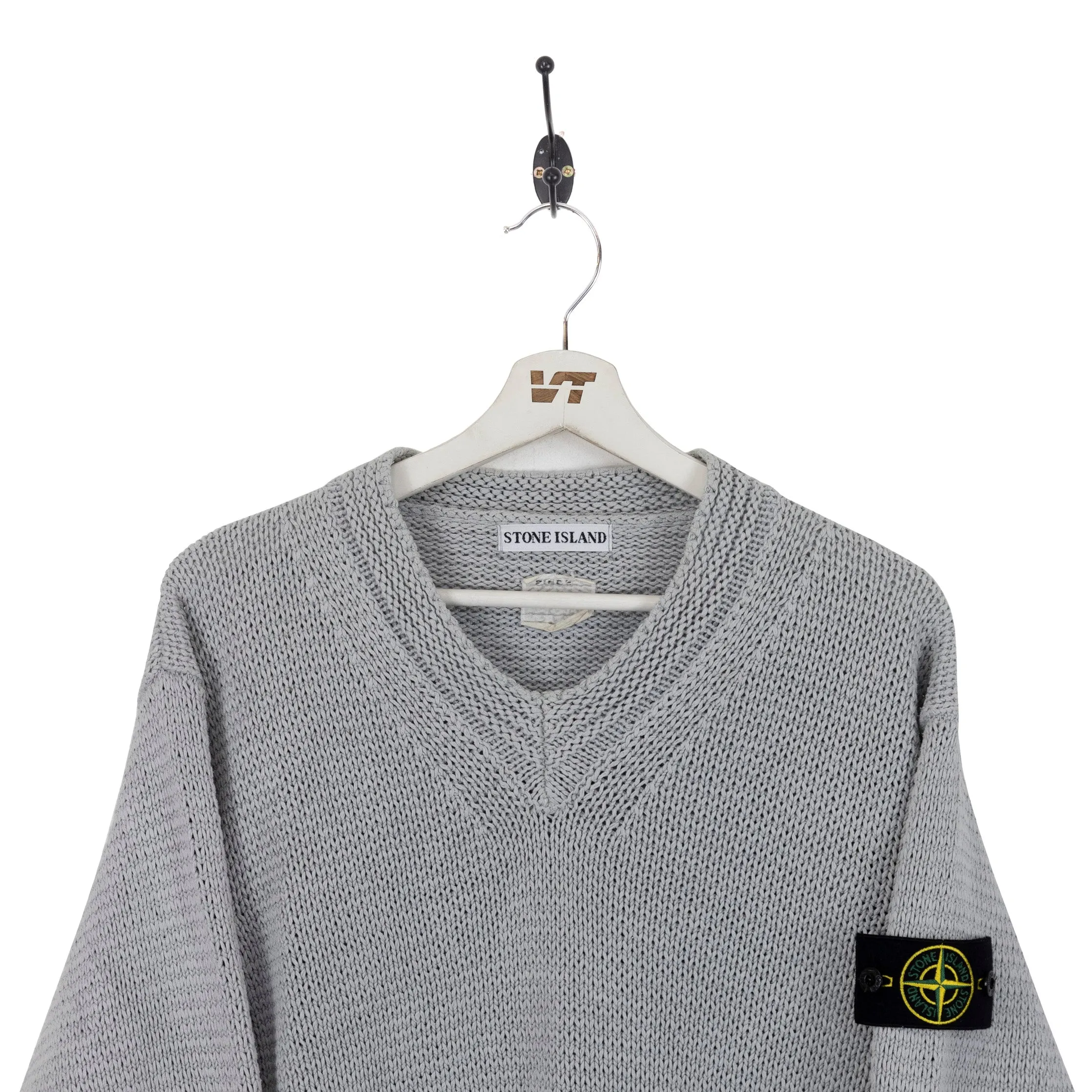 S/S 1999 Stone Island Grey V-Neck Sweater