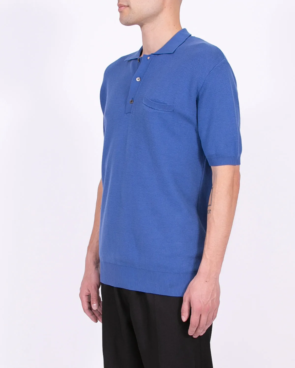 SS Knit Polo - Marine Blue