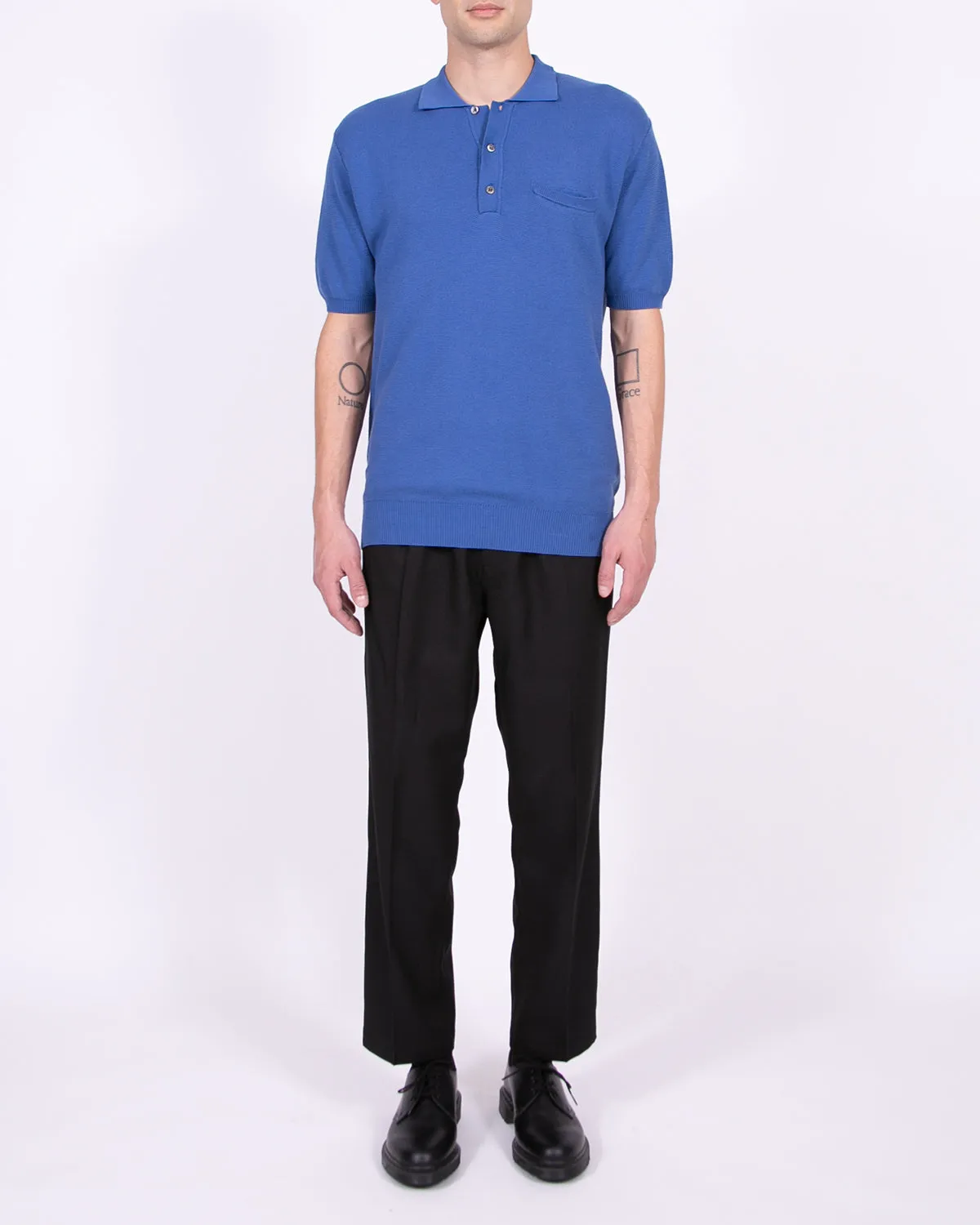 SS Knit Polo - Marine Blue