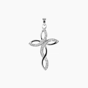 Swarovski Crystal Braided Cross Pendant in Sterling Silver