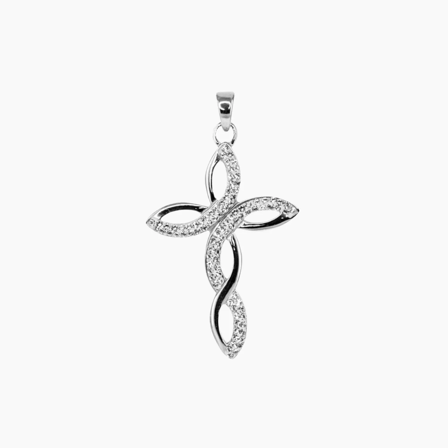 Swarovski Crystal Braided Cross Pendant in Sterling Silver