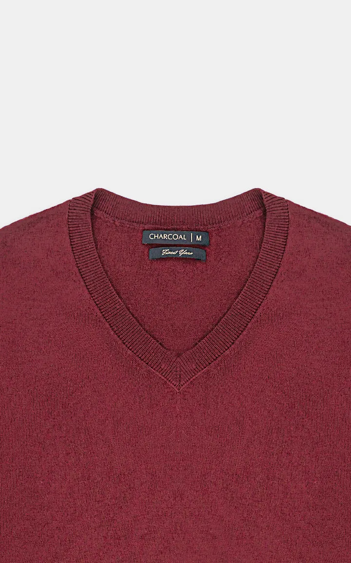 SWEATER V NECK MAROON