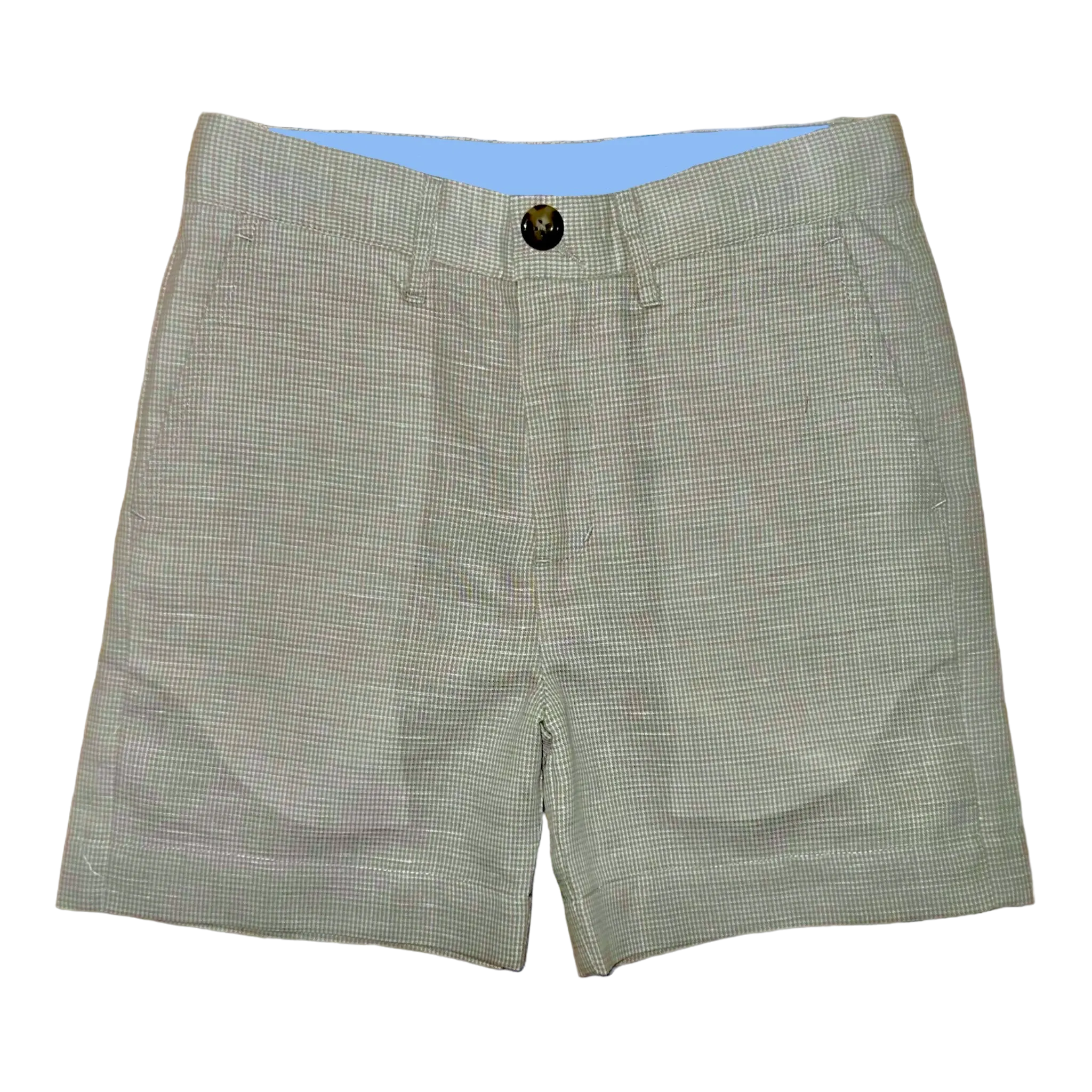 Sweetgrass Shorts - Kiawah Khaki Houndstooth Linen