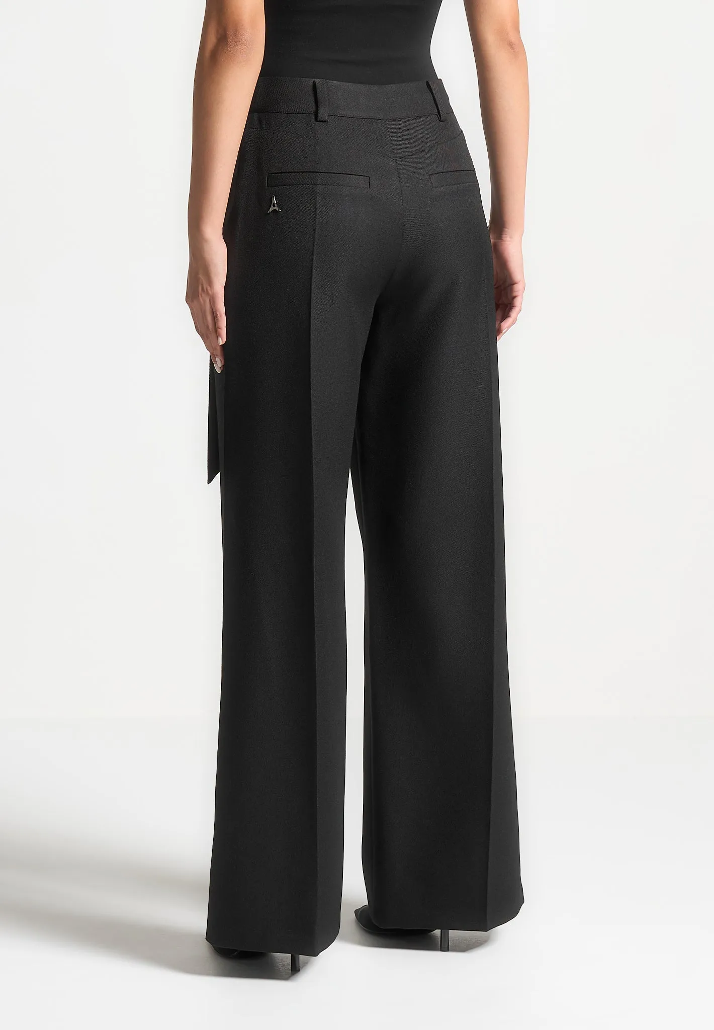 Tailored Wrap Trousers with Tie - Black