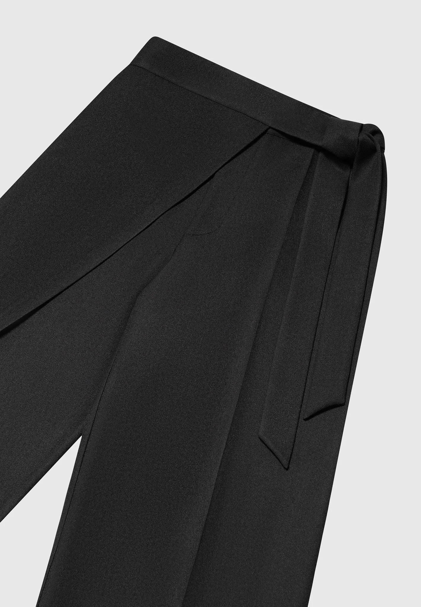 Tailored Wrap Trousers with Tie - Black