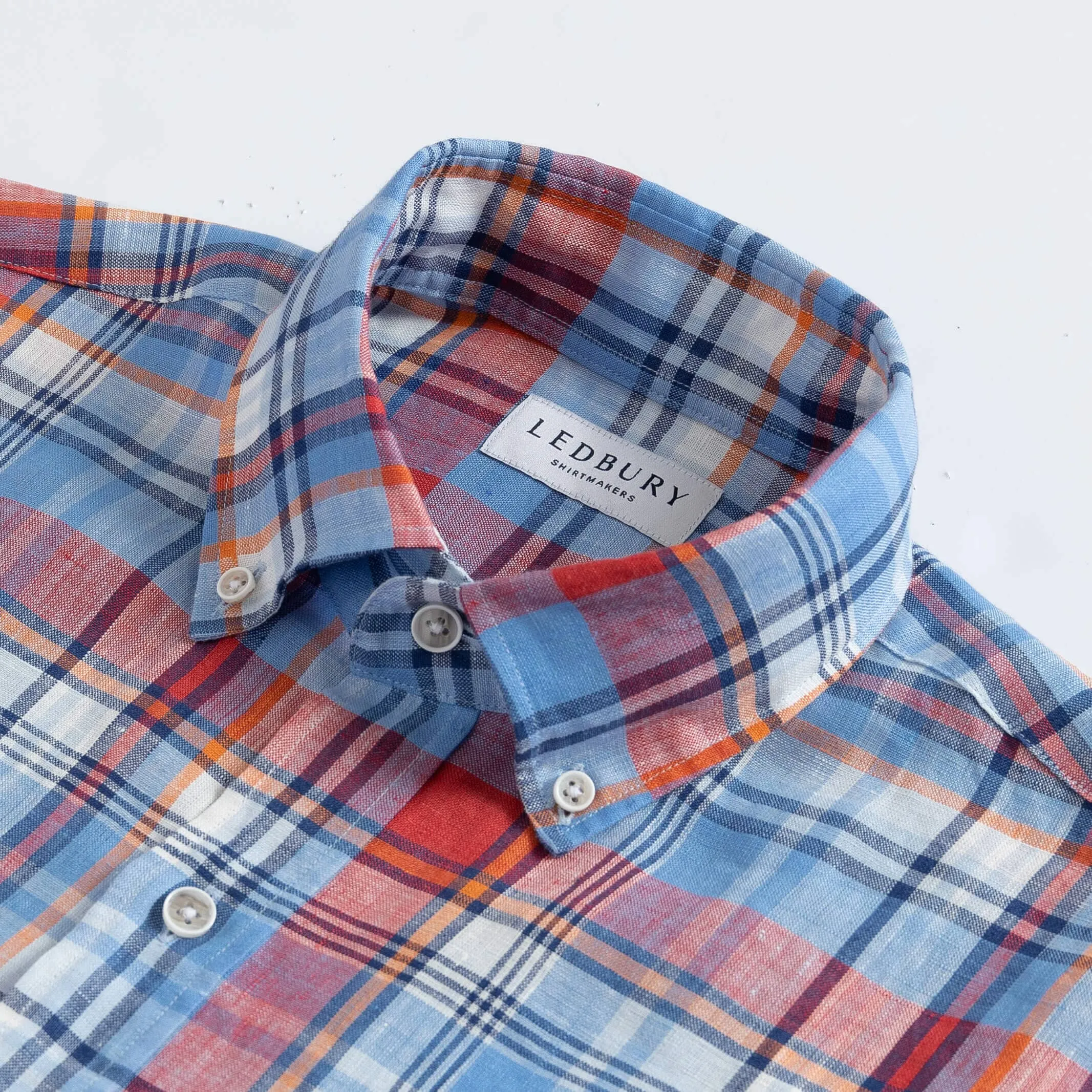 The Blue Petersham Plaid Linen Custom Shirt