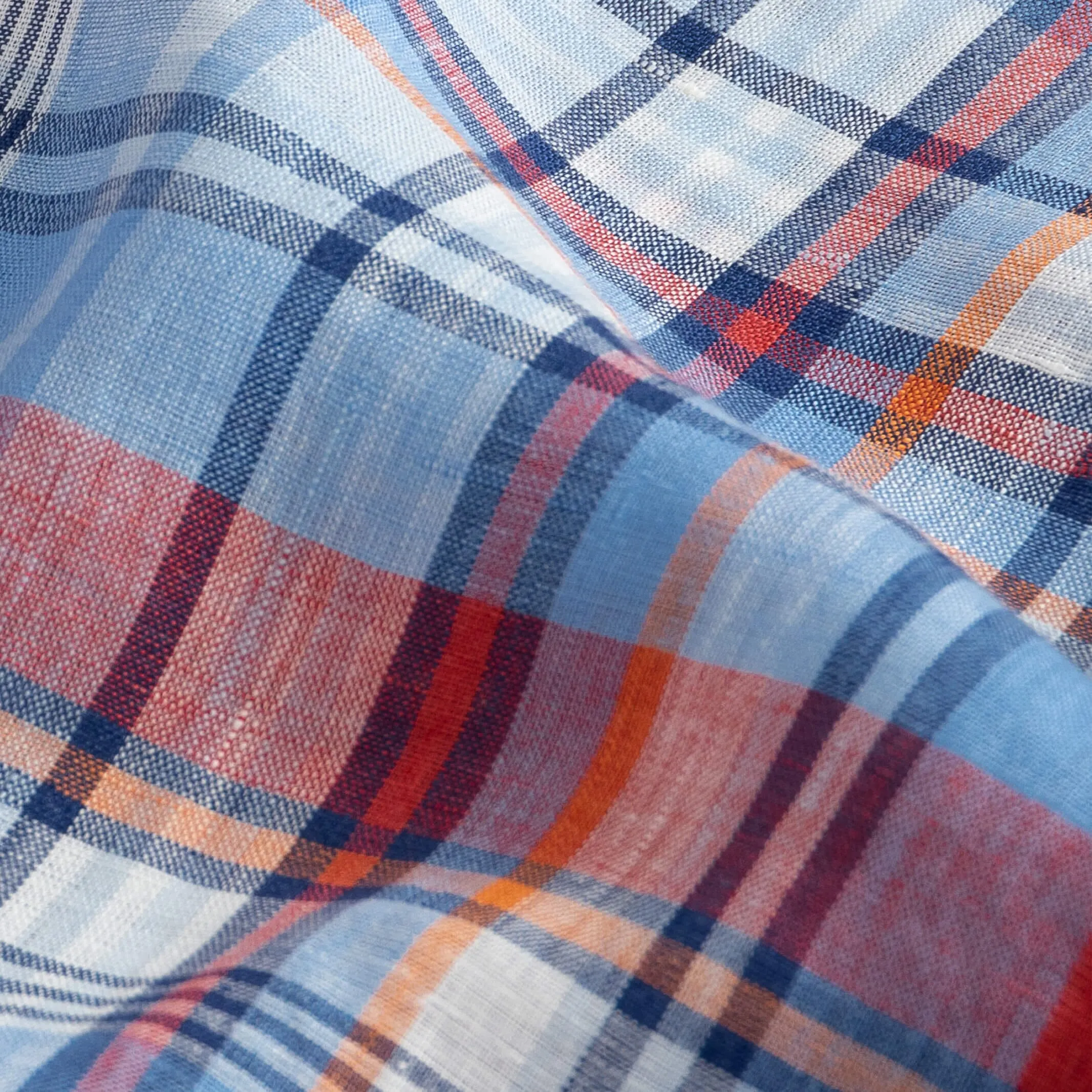 The Blue Petersham Plaid Linen Custom Shirt