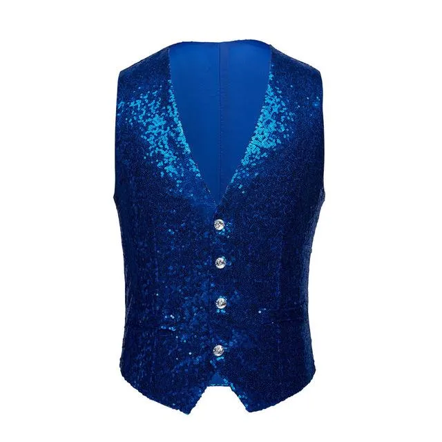 The Crystal Sequin Vest - Sapphire