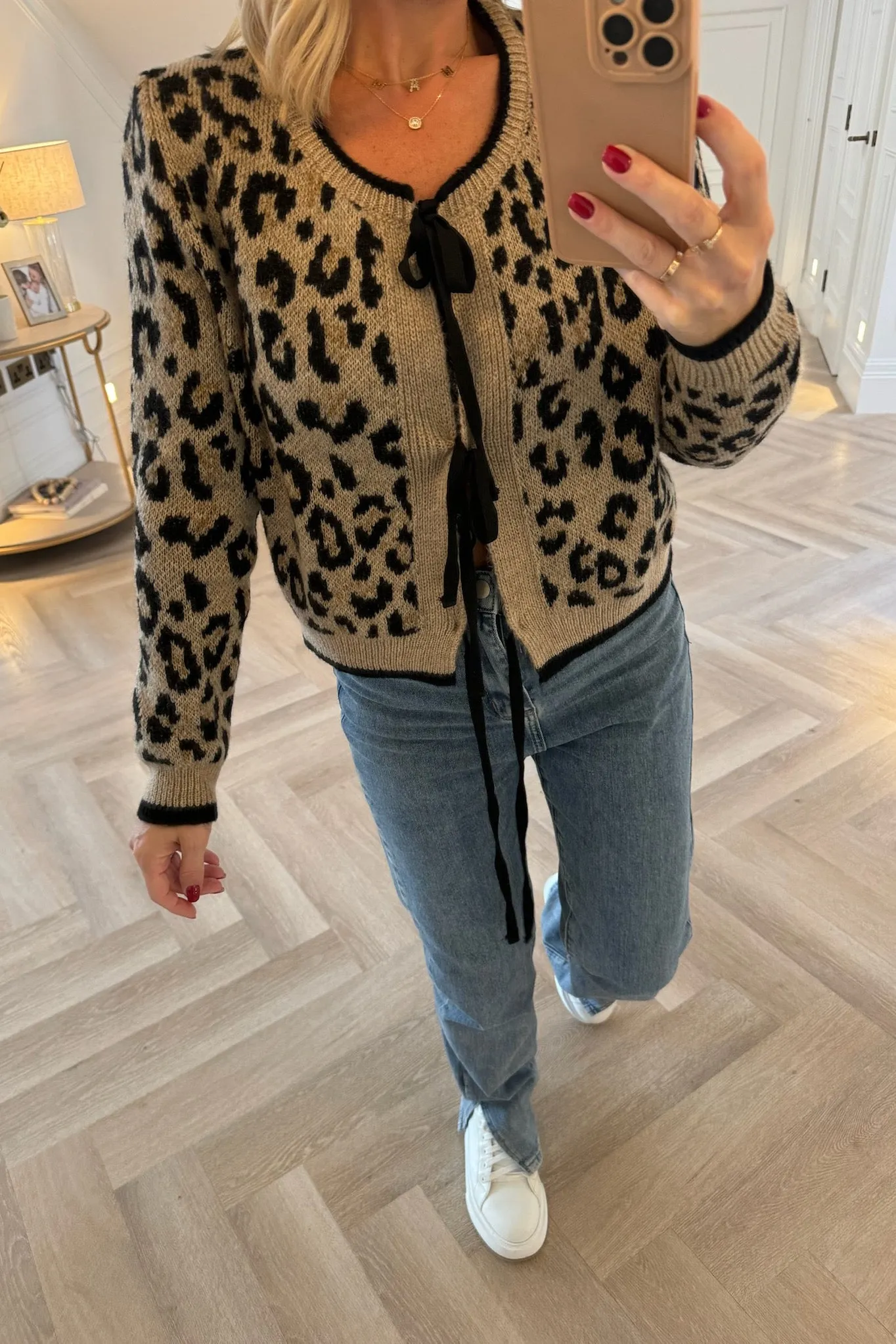 TIE UP SOFT LEOPARD PRINT CARDIGAN