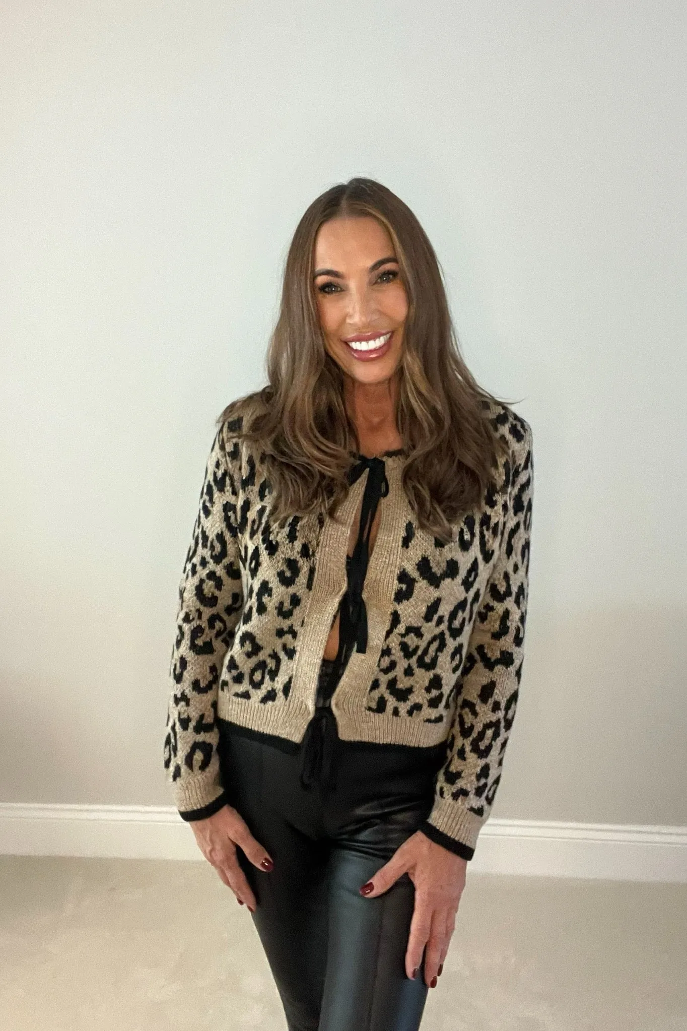 TIE UP SOFT LEOPARD PRINT CARDIGAN