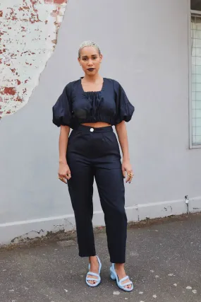 Urafiki High Waisted Pants Black Linen