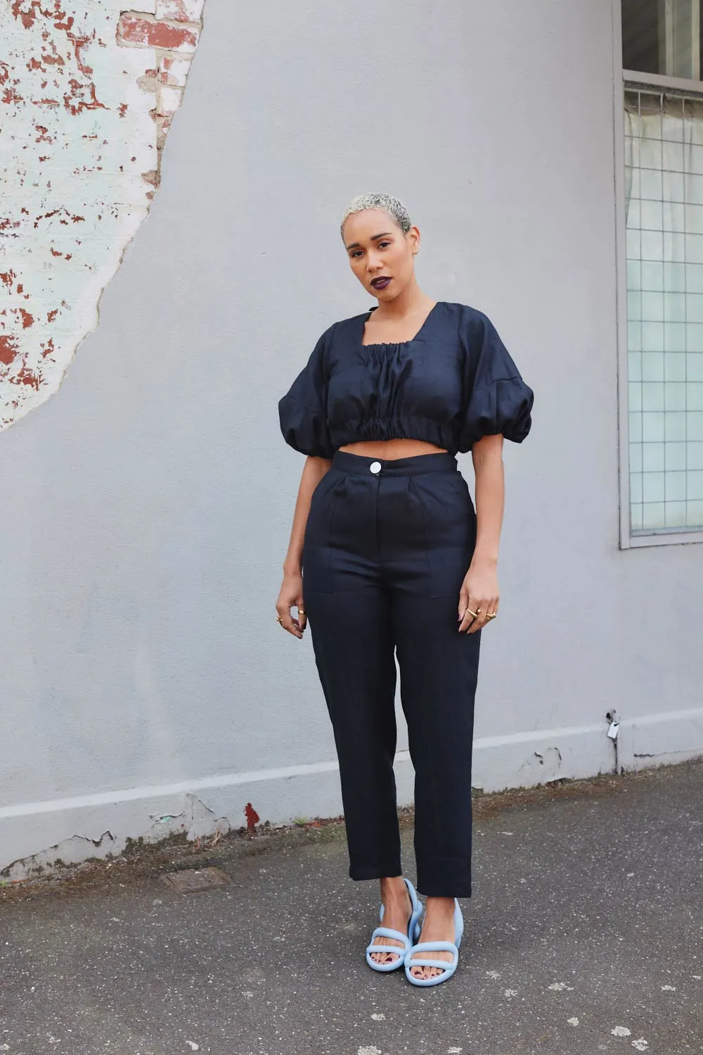 Urafiki High Waisted Pants Black Linen