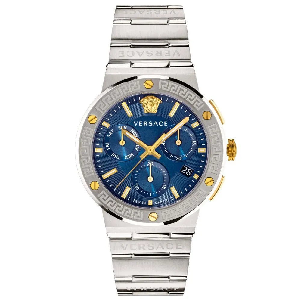 Versace VEZ900221 Blue 43 mm Greca Logo Men's Watch