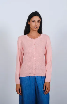 Vivien Basket Weave Cardigan in Strawberry Cream