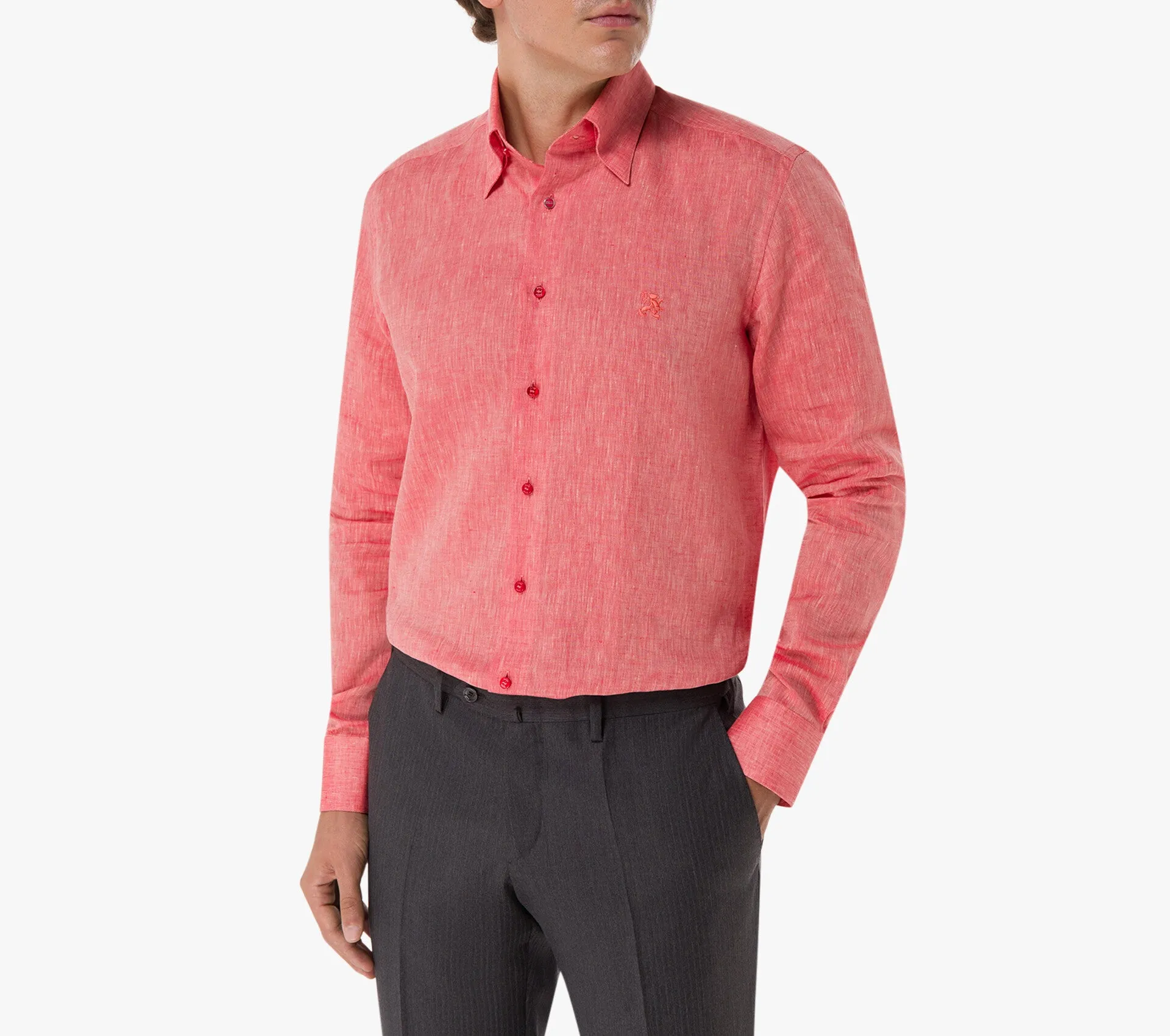 Zilli Linen Shirt with Iconic Griffon Embroidery